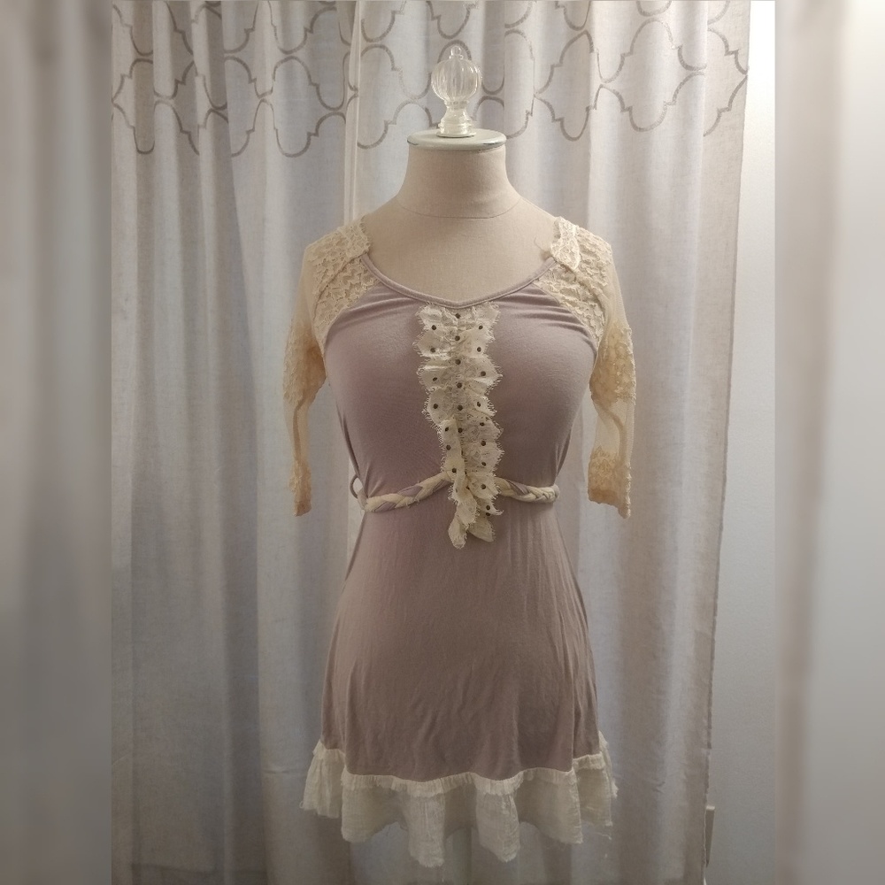 Buckle Dress: Lace baseball sleeve